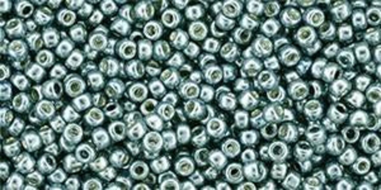 Toho 11/0 Round Japanese Seed Bead, TR11-565PF, Galvanized Grey Blue PermaFinish